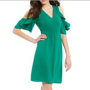 Mika Mindel Ladies 14 Green Cold Shoulder Dress